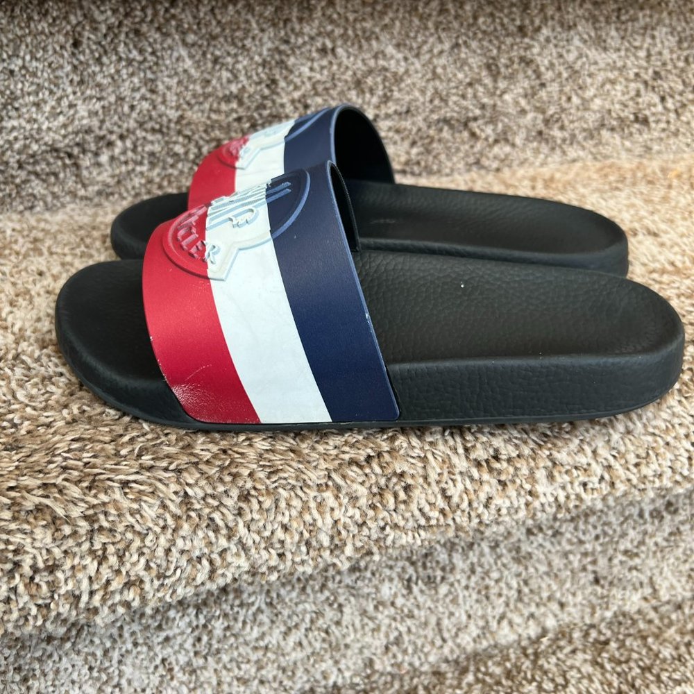 MONCLER Men's Rubber Colorblock Pattern Slides-